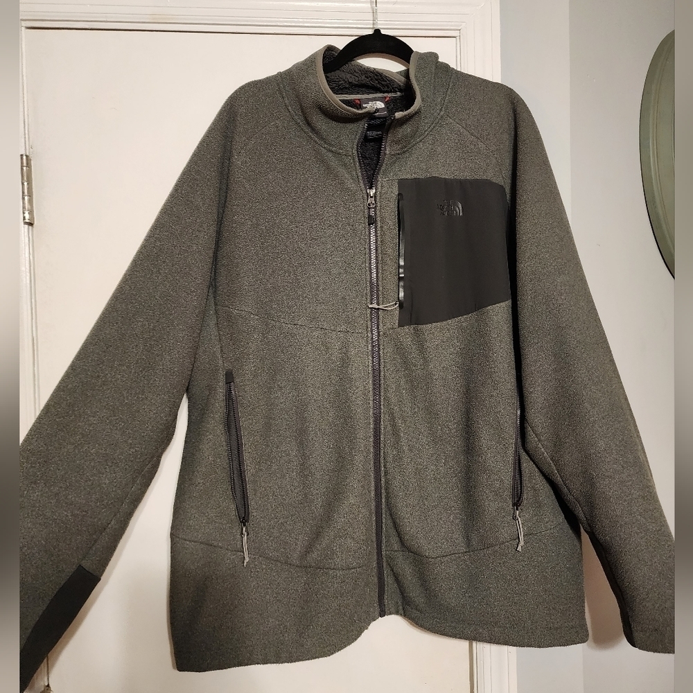 The North Face mens fleece jacket grey size XXL